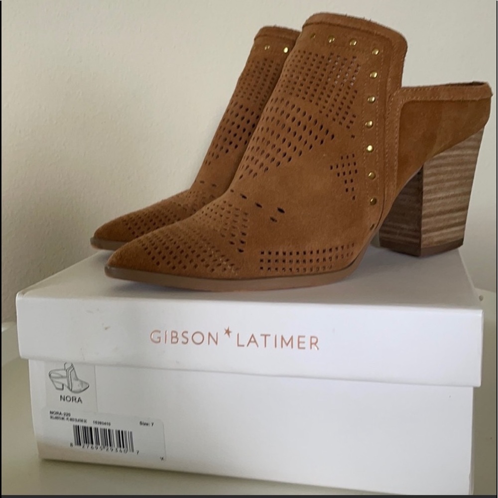 Suede studded mules size 7, excellent condition!